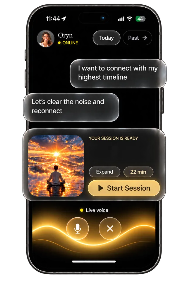 StayTune app: chat with your guide and a session ready to start.